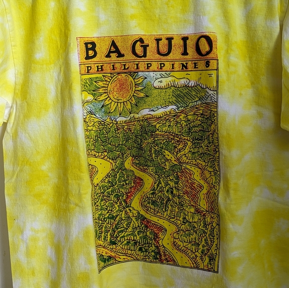 Baguio Philippines Yellow White Tie-dye Souvenir T-Shirt Large Sunflower - Picture 6 of 11